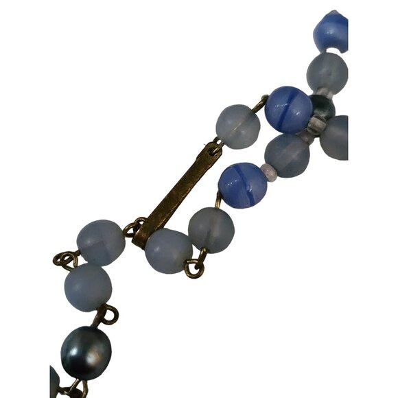 Vintage Hand Sewn Vintage Acrylic And Glass Necklace (A4888)